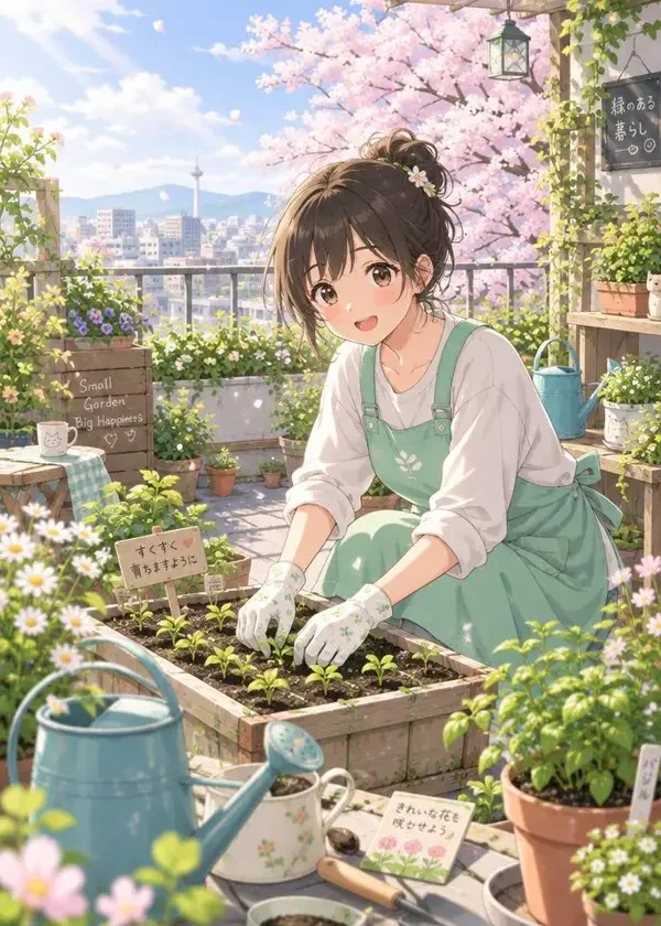 别碰我的花园 封面图，治愈日常、校园青春题材，简介：屋顶上的小小植物学